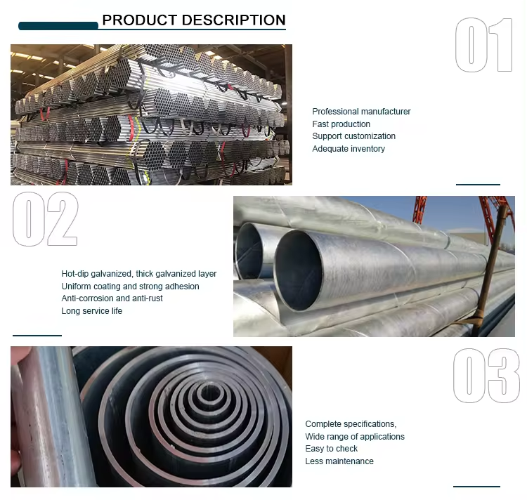ERW Construction Pipe Hot Dipped Zinc Coating Steel Round Tube GI Round Steel Pipe with Actual Weight Invoicing
