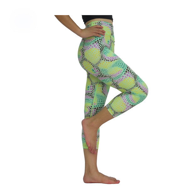 Fashion Breathable Yoga Workout Clothes , Ladies Gym Leggings 3/4 Length