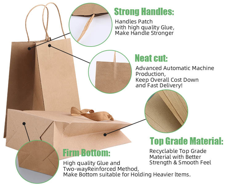 Kraft Food Takeaway Paper Bags A5 For Lunch 10000pcs