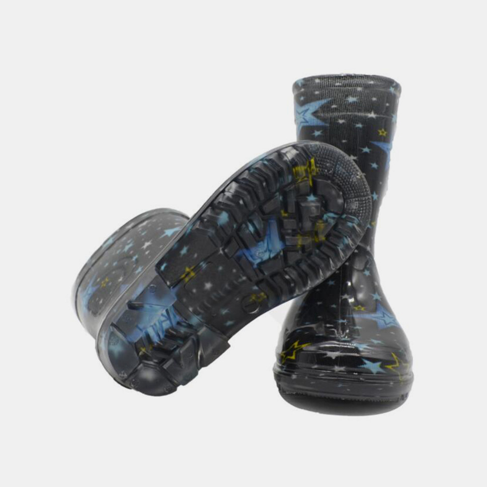 BSCI PVC Kids Light Up Rain Boots Lightweight With Star Printed