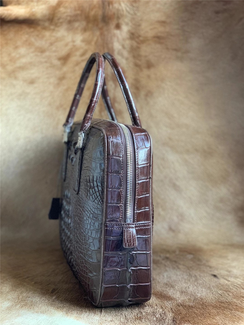 Alligator Leather Key Lock Closure Businessmen Laptop Briefcase Genuine Crocodile Skin Male Large Working Travel Handbag