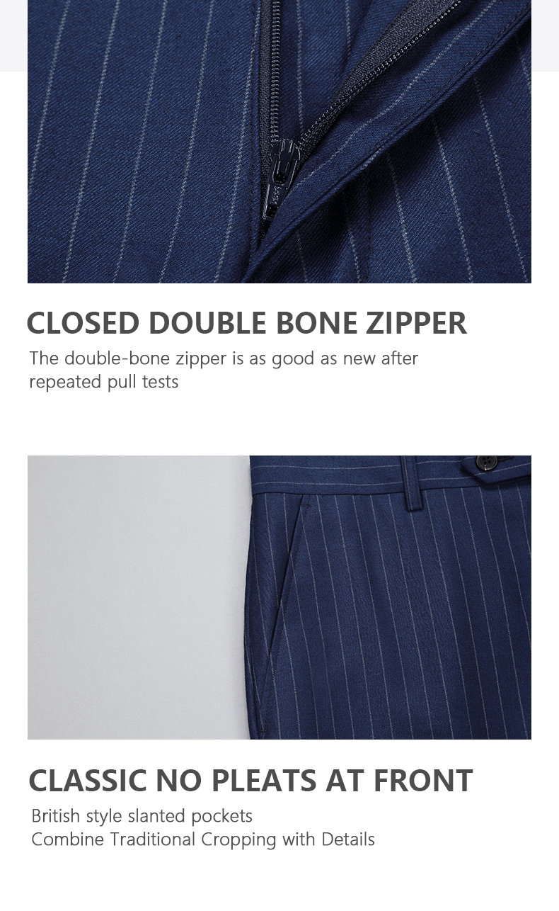 Streetstyle Letter Pants for Men's Business Trousers Stretch Straight Pants Wool/Silk