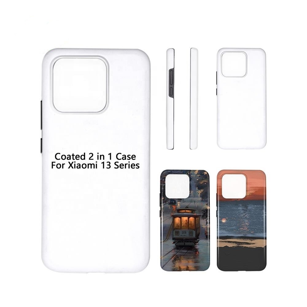 Sublimation 3D Coated Blank 2 in 1 Tough Phone Cases For Xiaomi 13 14 Pro 3D Sublimation Film Cases