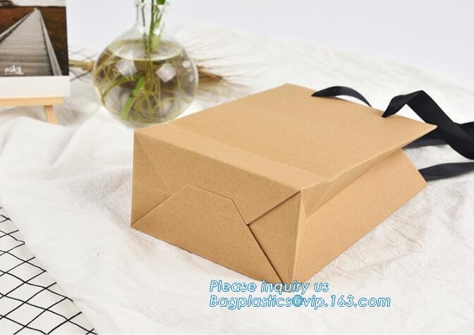 Custom Printed Accept Wholesale Stock White Brown Kraft Paper Shopping Bag With Handle No Minimum, carrier handle bags