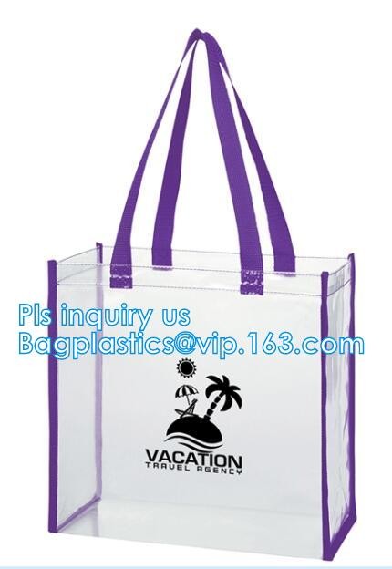Promo PVC Plastic Shopping Handle Bag, Handling clear pvc blanket bags, handle reusable clear vinyl pvc cosmetic bags fo
