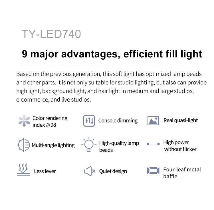 TYSTVideo LED740 160W LED Panel Soft Video Light Perfect for TV Station/Studio Videos