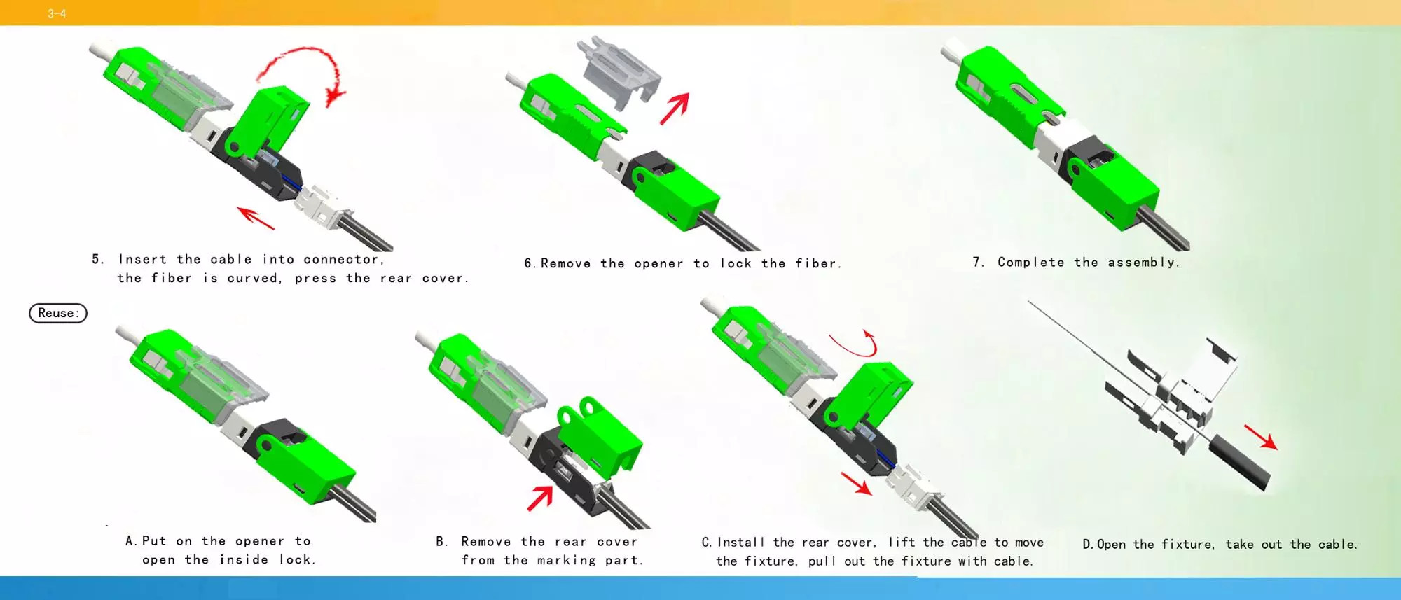 125μm 0.3dB Optical Fiber Fast Connector , SM SC UPC Fast Connector