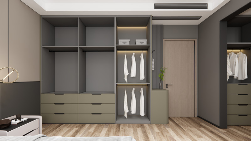 Sage Green Stainless Steel Wardrobe With Dual Space Design For Superior Storage Solutions