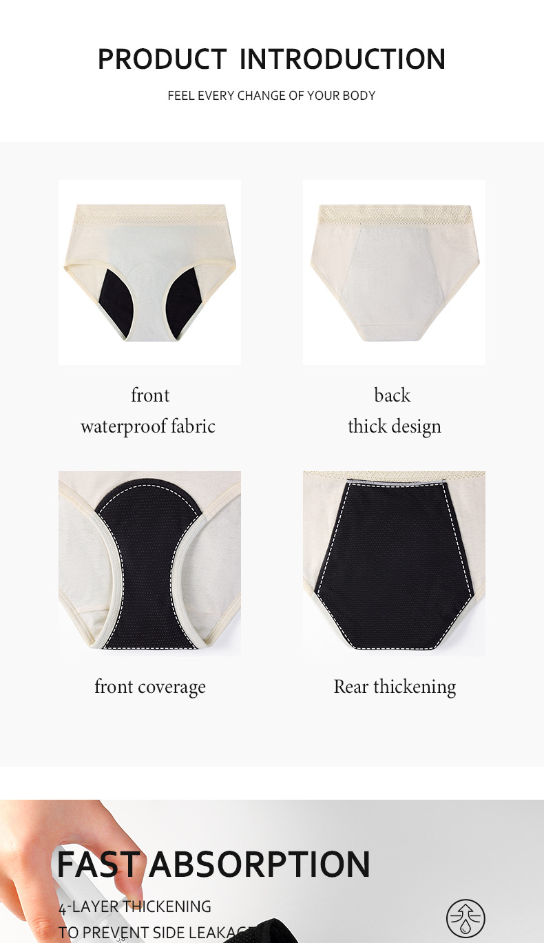 4 Layer Seamfree Period Underwear Menstrual Sexy Lace Period Underwear
