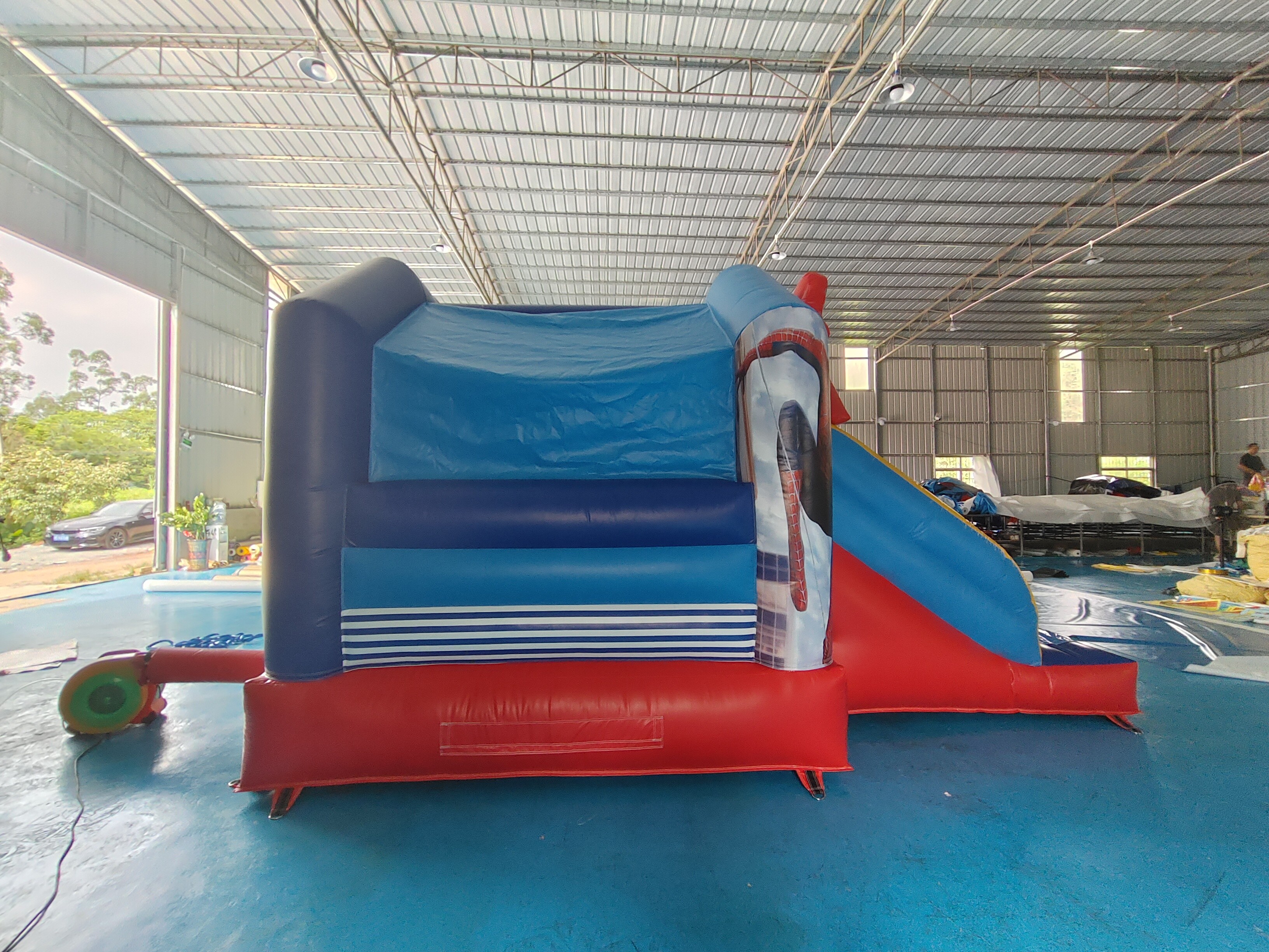 Fireproof 0.55mm Inflatable Jumping Castle Bouncer Combo With Slide Spiderman