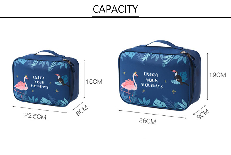 Portable L260mm Polyester Cosmetic Bag With Mirror