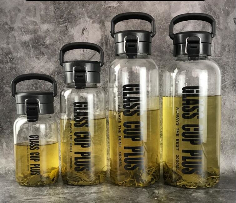 1000ml Glass Water Bottle With Silicone Sleeve And Leakproof Lid