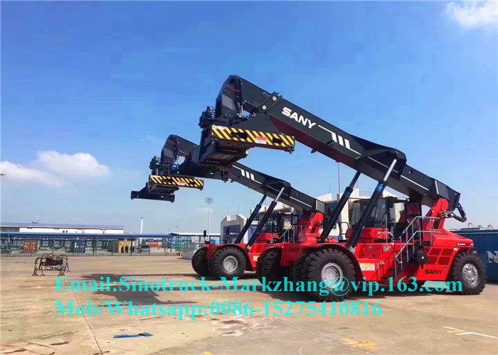 Yellow Port Handling Equipments Forklift Reach Stacker With Cummins VOLVO Diesel Engine