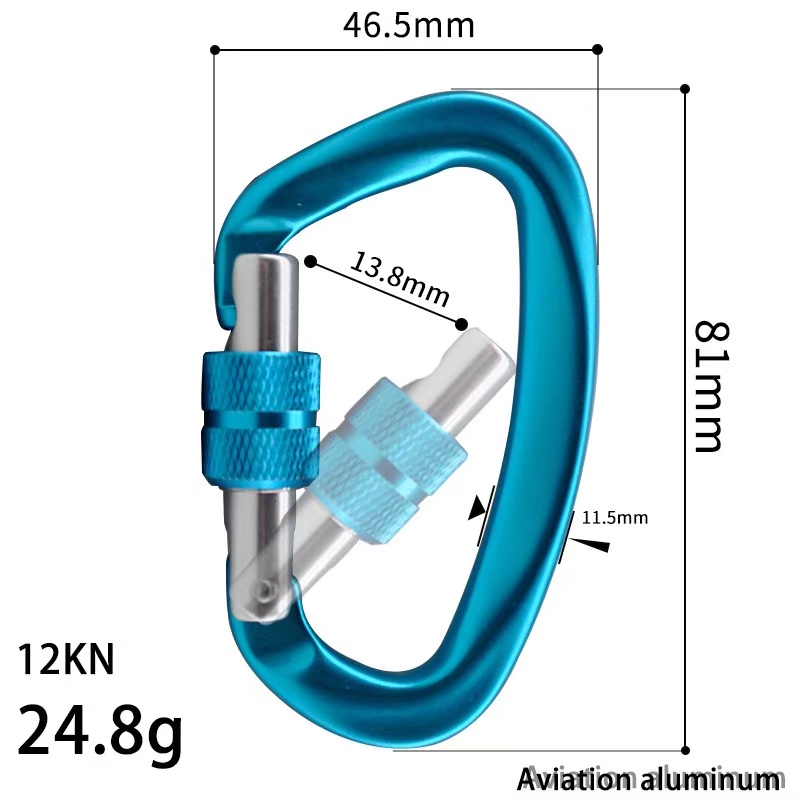 Galvanized Hardware Aerospace Aluminum D-Shaped Carabiner Essential Gear for Climbing