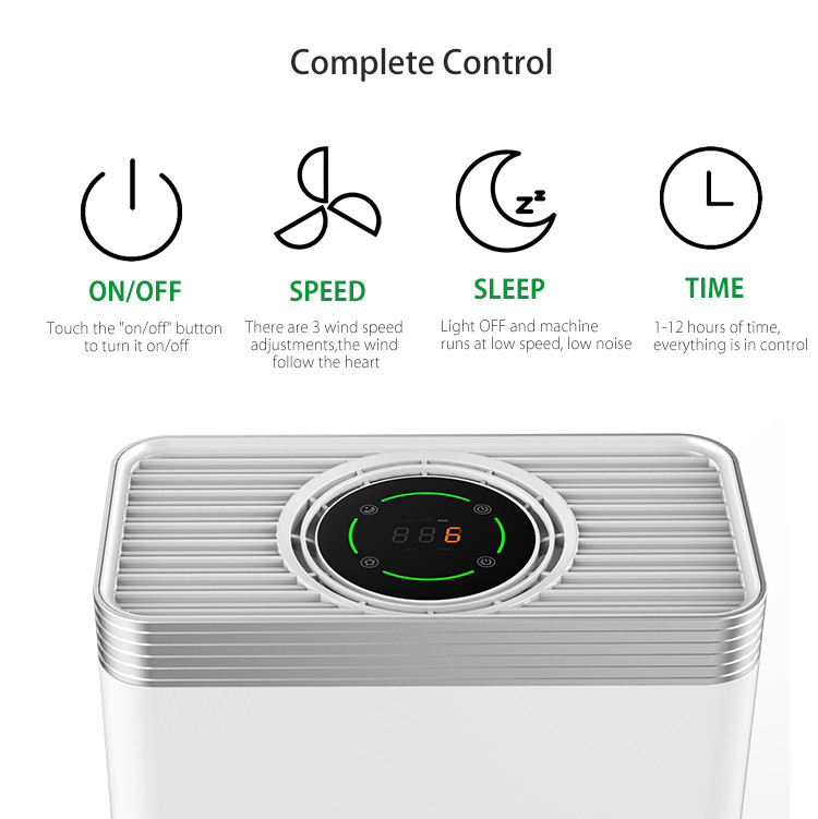 CADR 210m3/H HEPA Filter Air Purifier 45W Touch Control Air Cleaner For Home