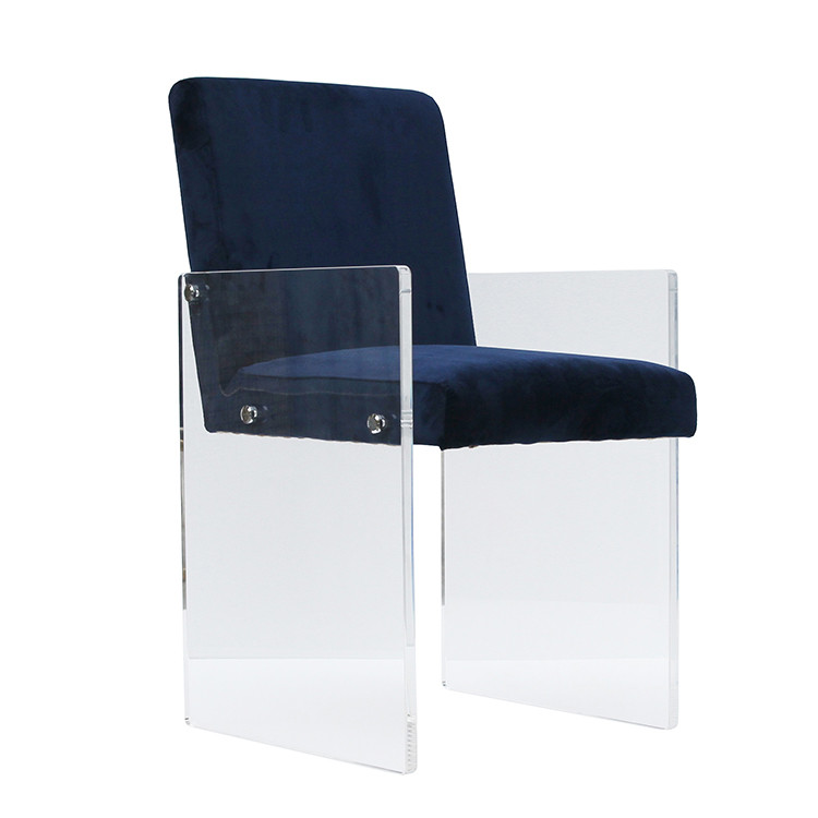Velvet Cushion Contemporary Bar Chairs Acrylic Bar Stools With Back
