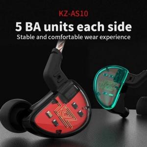 China Dynamic Units KZ AS10 5BA HiFi Stereo in-Ear Earphone High Resolution Earbud Headphone Cable on sale
