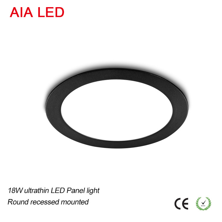 Round Black AC85-265V recessed IP20 18W ultrathin LED Panel light