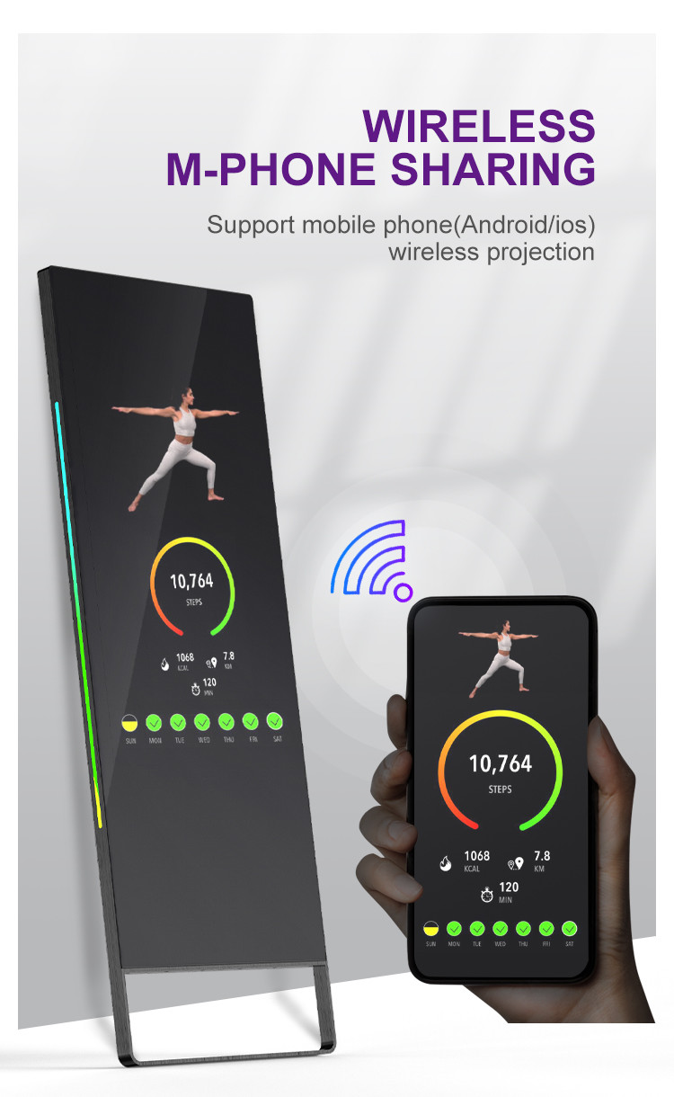 Personalized Virtual Trainer Magic Fitness Mirror 32inch HD LCD Magic Workout Mirror Customized