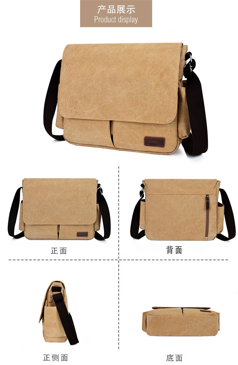 16.5 / 17 Inch Flap Men Sling Crossbody Laptop Canvas Shoulder Messenger Bag For Men