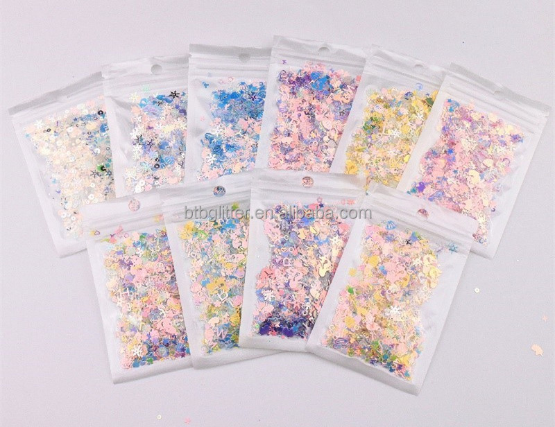 Fashionable Scissors Shell Key Hollow Four Corners Glitter Shaped Mixes Nail Art Nail Polish Nail Gel Decoration for Dog