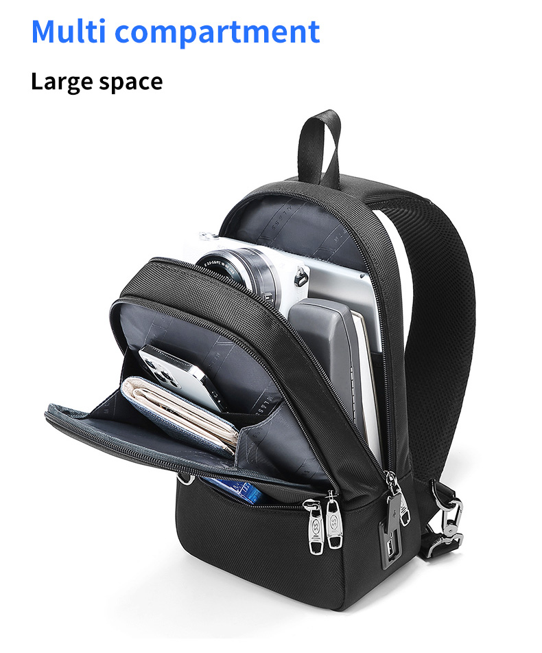 OEM ODM Lightweight Waterproof Crossbody Bag Mens Sling Backpack With Usb Port