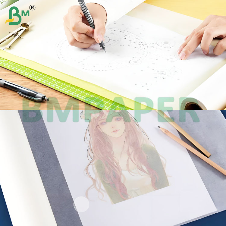 120gsm 914*150m Semi-transparent Tracing Paper Rolls for Drawing