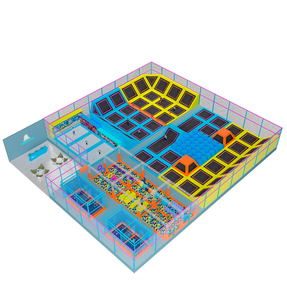 Sponge Middle Soft Indoor Playground Chrome plated Trampoline anti mildew
