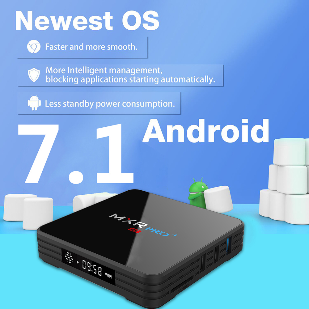 MXR PRO+ KODI 17.3 4GB/32GB Android 7.1.1 RK3328 4K HDR TV BOX 2.4G/5G WIFI LAN VP9 Bluetooth HDMI USB3.0 - Black