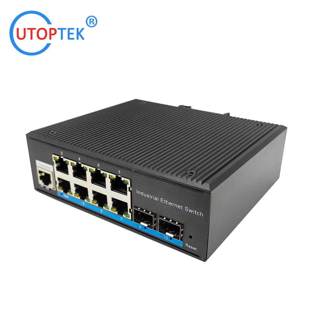 L2 Managed Industrial 2x1.25G SFP+8x10/100/1000M RJ45 POE port+1xConsole port, DIN Rail,-40 ~+85 ℃