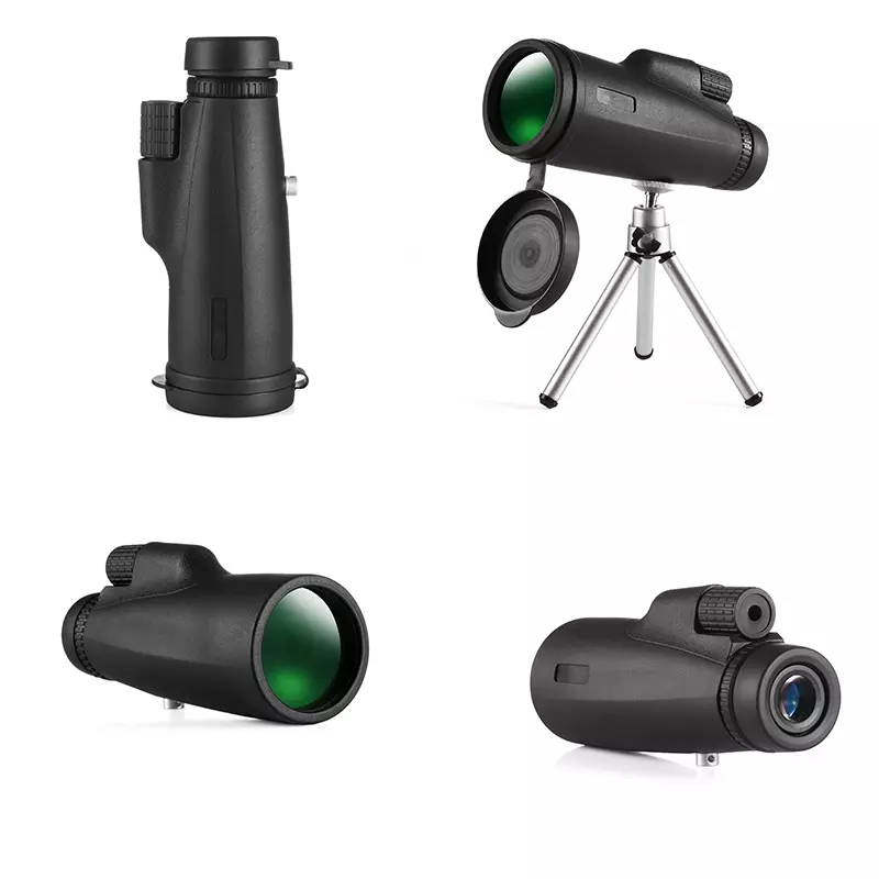 Black 12x50 Monocular Telescope , Dual Focus Monocular Waterproof With Clip Tripod