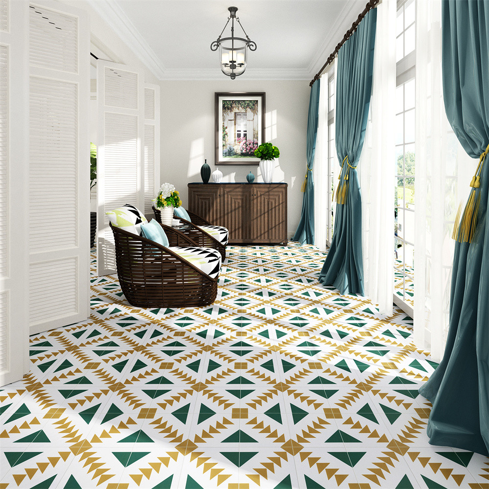 Yellow And Green 200x200mm Ceramic Rustic Tiles For Bathroom And Durable Wall Tile For Balcony