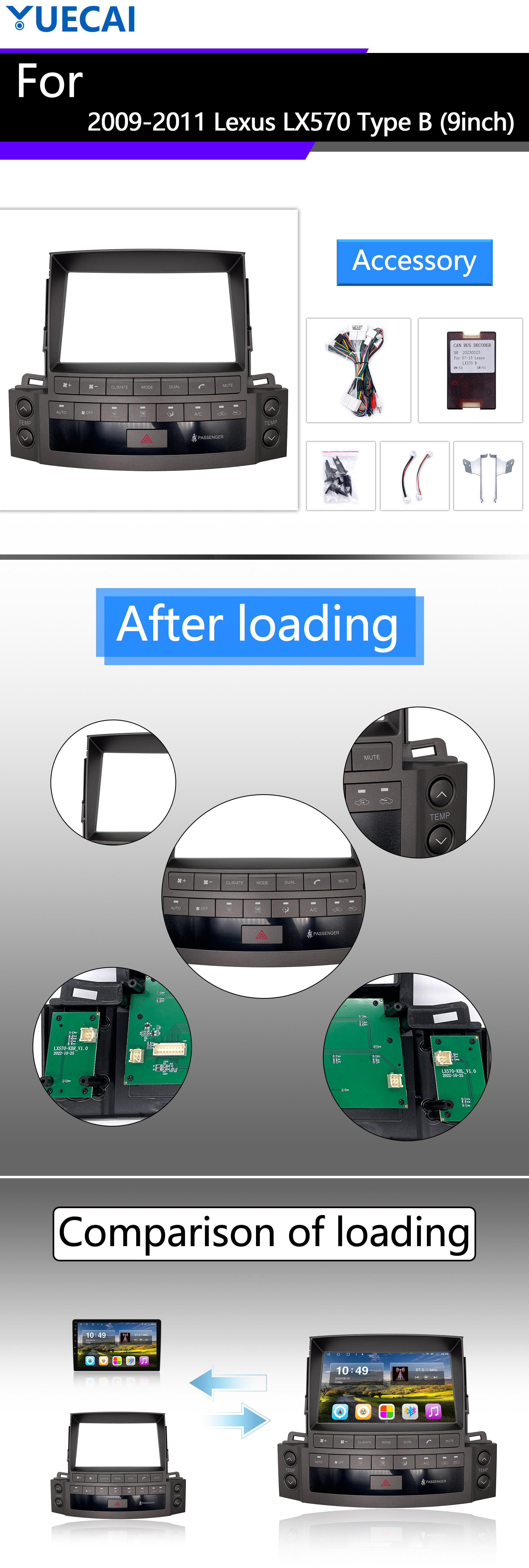 9 Inch Android Auto Unit For 2009-2011 Lexus LX570 Middle Configuration