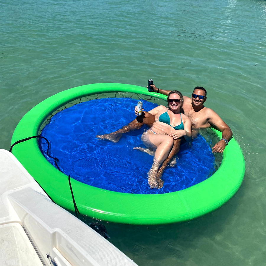 Swimming Pool Round Pool Float Island Folded Inflatable Water Hammock With Mesh