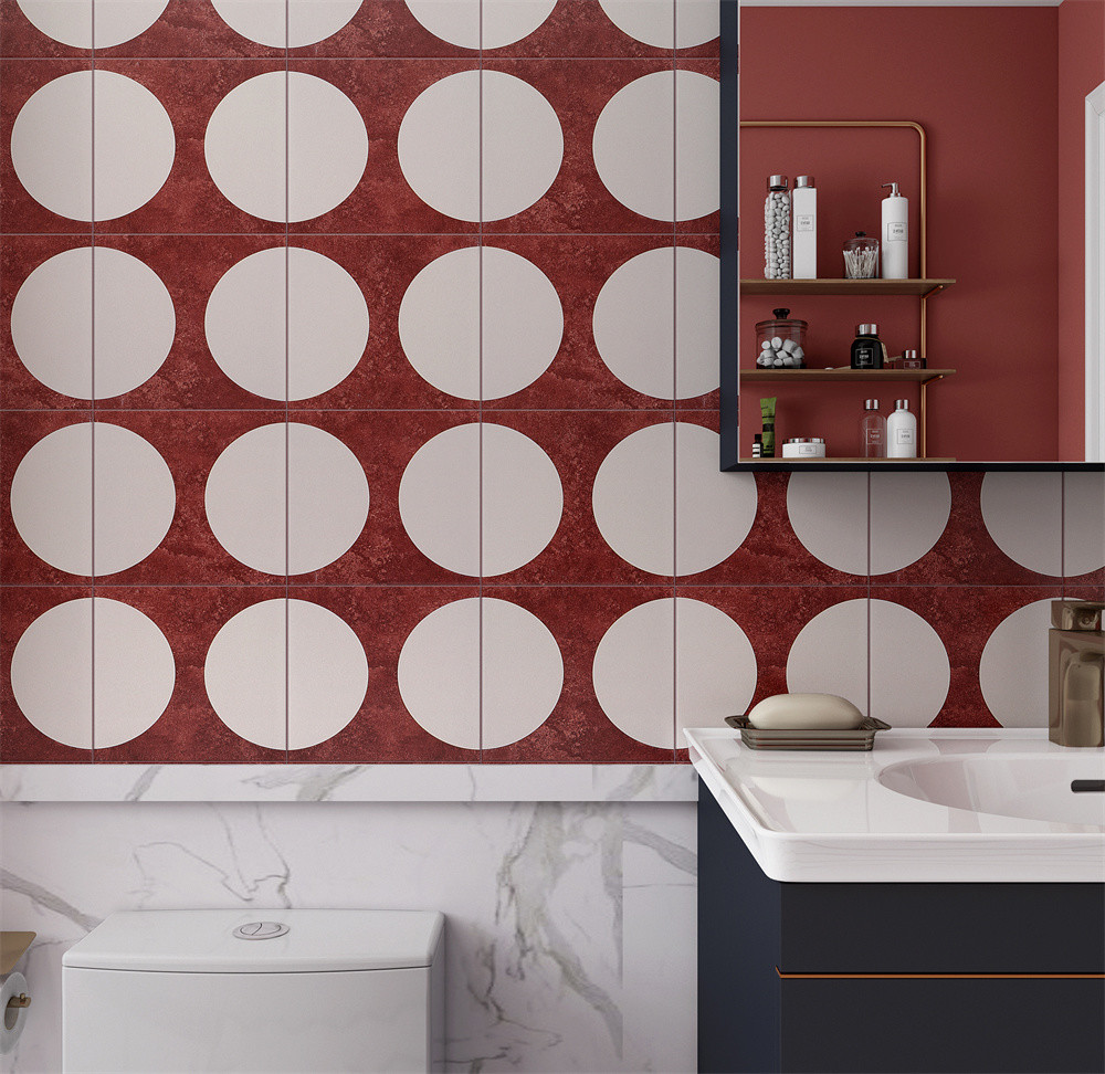 Wear-Resistant Red 20x20cm Inside Floor Ceramic Rustic Tiles For Dining Room And House 4 Styles