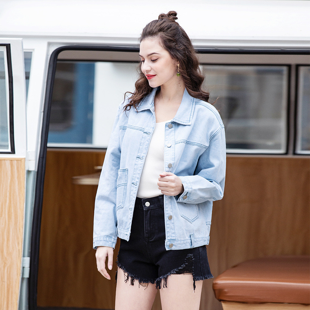 Spring Summer Sequin Nail Bead Loose Denim Jacket For Women