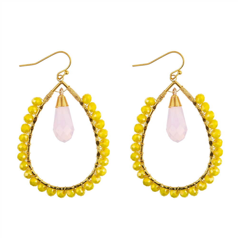 Grape Seeds Drop Shaped Handmade Beads Earring Multi Colors