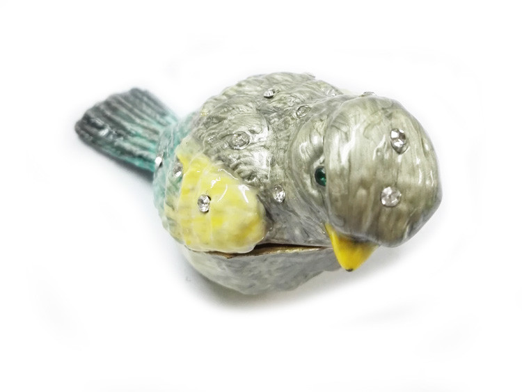 Bird jeweled trinket box enamel rhinestone bird jewelry box container bird figurine