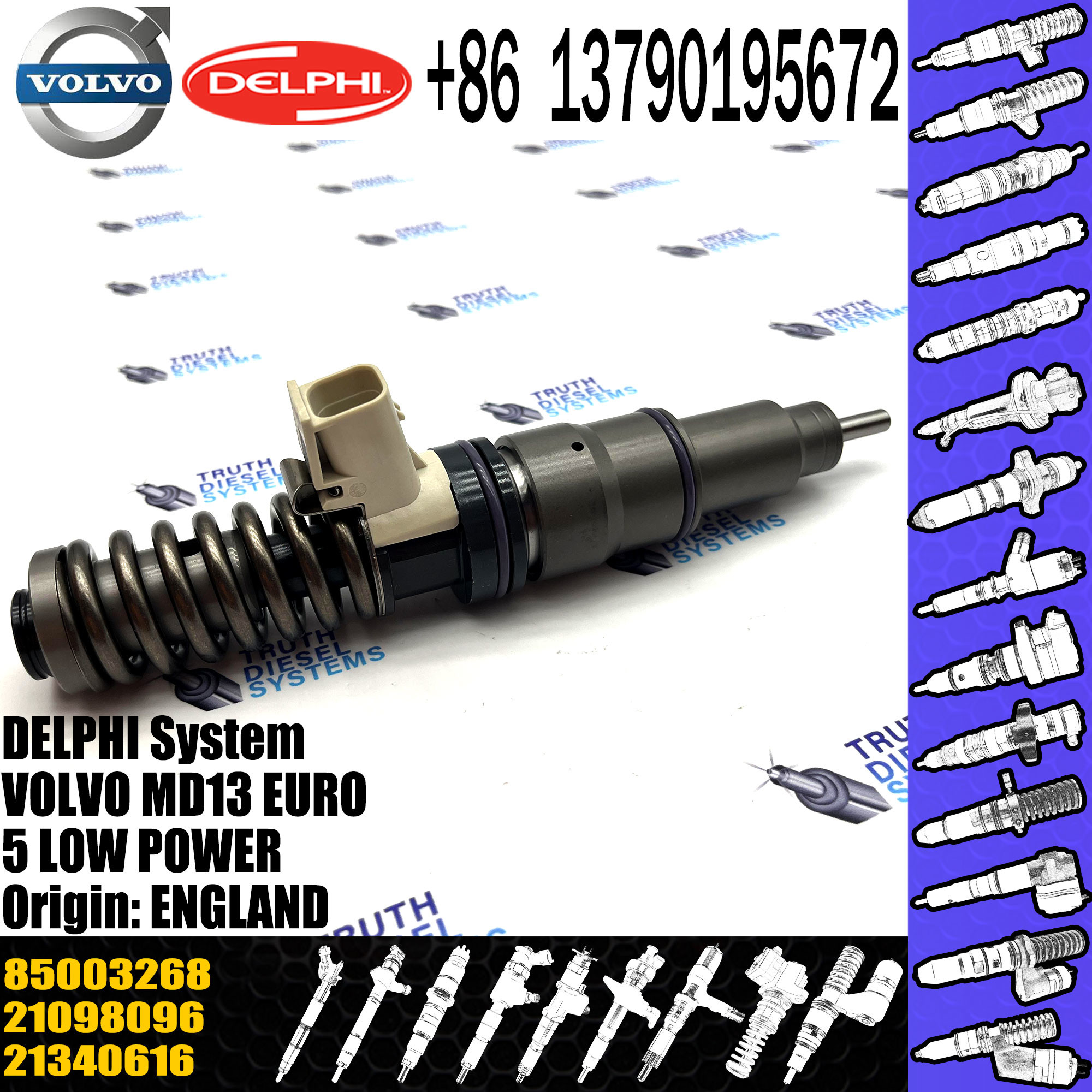 High Quality Diesel Fuel Injector 21098096 7421340616 21340616 85003268 BEBE4D25001 For VOL MD13 EURO 5 LOW POWER
