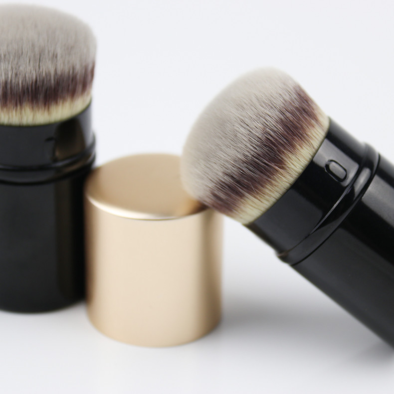 Powder Retractable Makeup Brush Aluminum Handle skin friendly