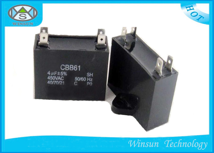 Black Motor Run Capacitor CBB61 , AC Start Capacitors For Electric Motors