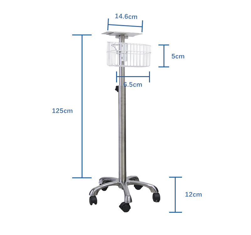 Hospital Monitoring Swivel Stand 12 Inch Vital Signs Patient Monitor Trolley