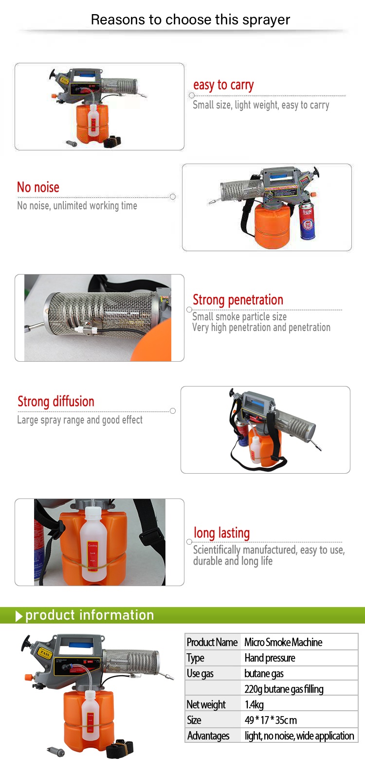 Household High Pressure Sprayer Butane Gas Automatic Mist Hyt-2 Thermal Fog Smoke Machine