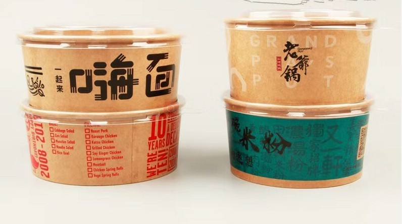 Eco Friendly, Oil Resistant, Salad Soup Rice Noodles Bowl, Bamboo Pulp, Disposable, Kraft Paper Bowl Lid