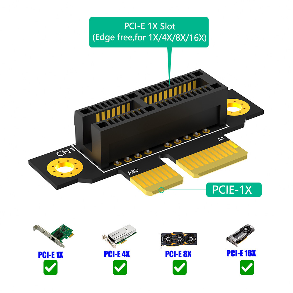 Reverse 90 Degree PCI-E 3.0 1X Slot To PCIe X1 Adapter Riser Card For 1U Server Case