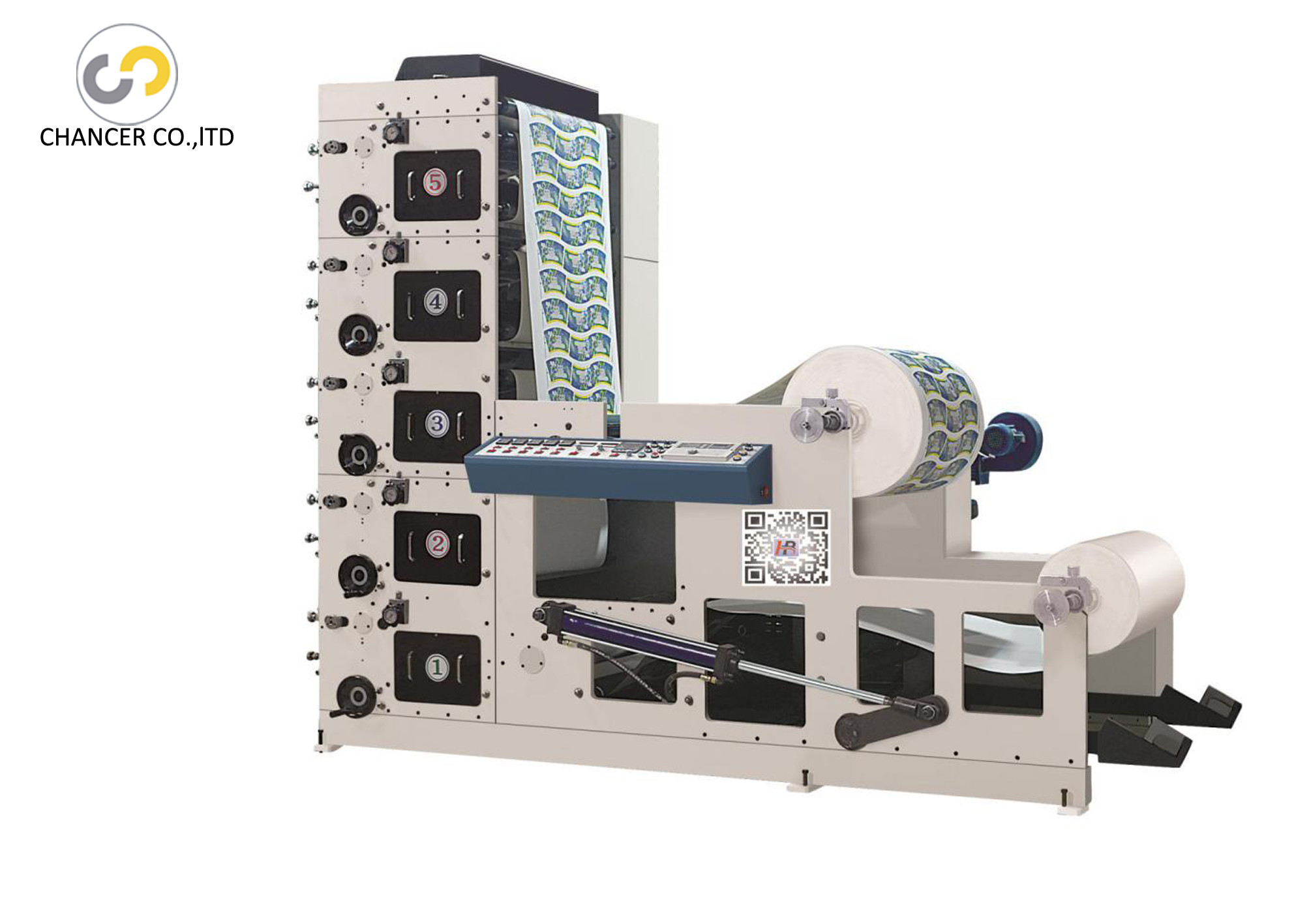 Automatic 4 colors plastic film paper cup paper roll flexo printing machine