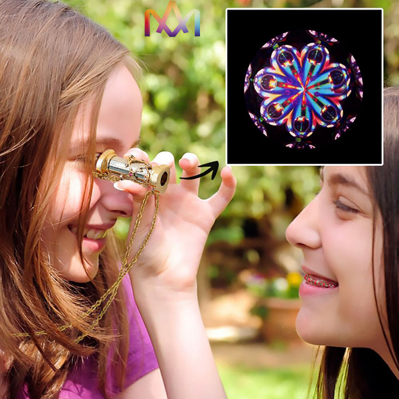 Mini Womens Engraved Kaleidoscope Pendant Necklace