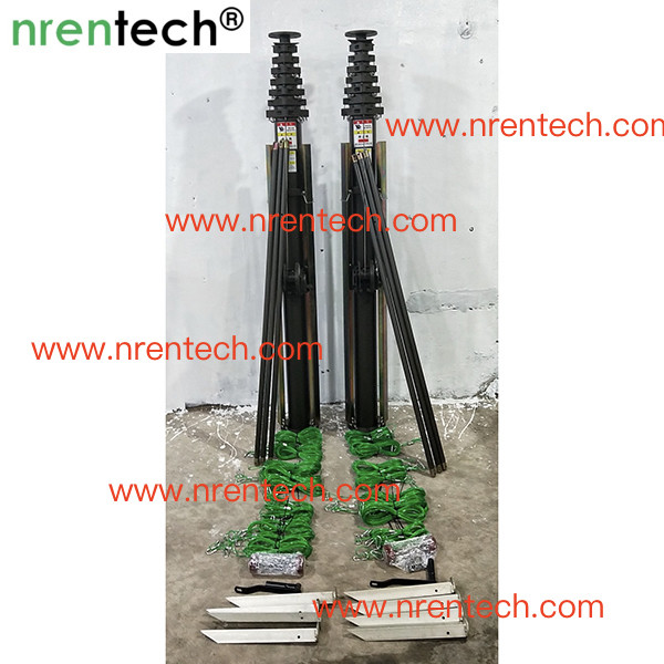 12m manual operation telescopic mast for mobile antenna manual crank telescopic antenna mast