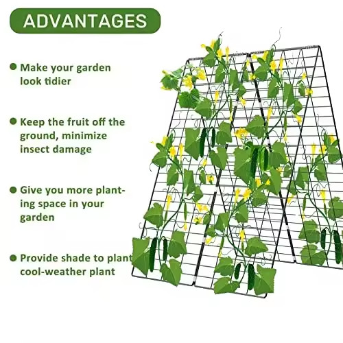 34" X 48" Foldable Cucumber Trellis With Garden Stakes And Zip Ties Plant Support