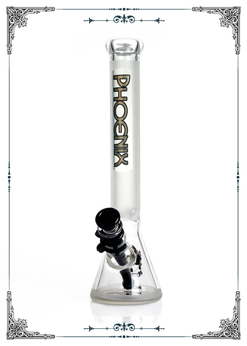 Clear Sandblasted Borosilicate Glass Bongs Black Bowl 7mm Thickness Beaker